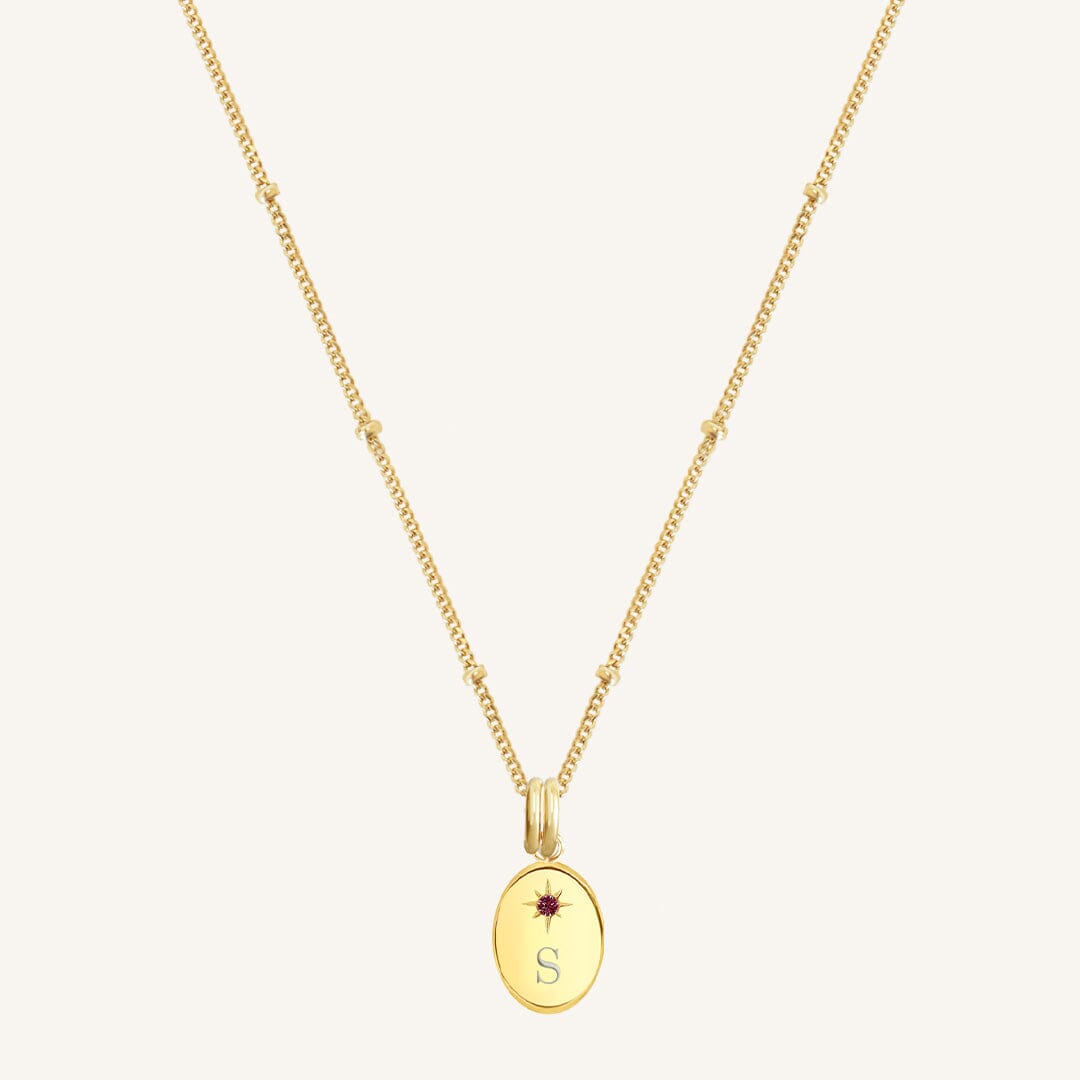 Etch Birthstone Charm Necklace