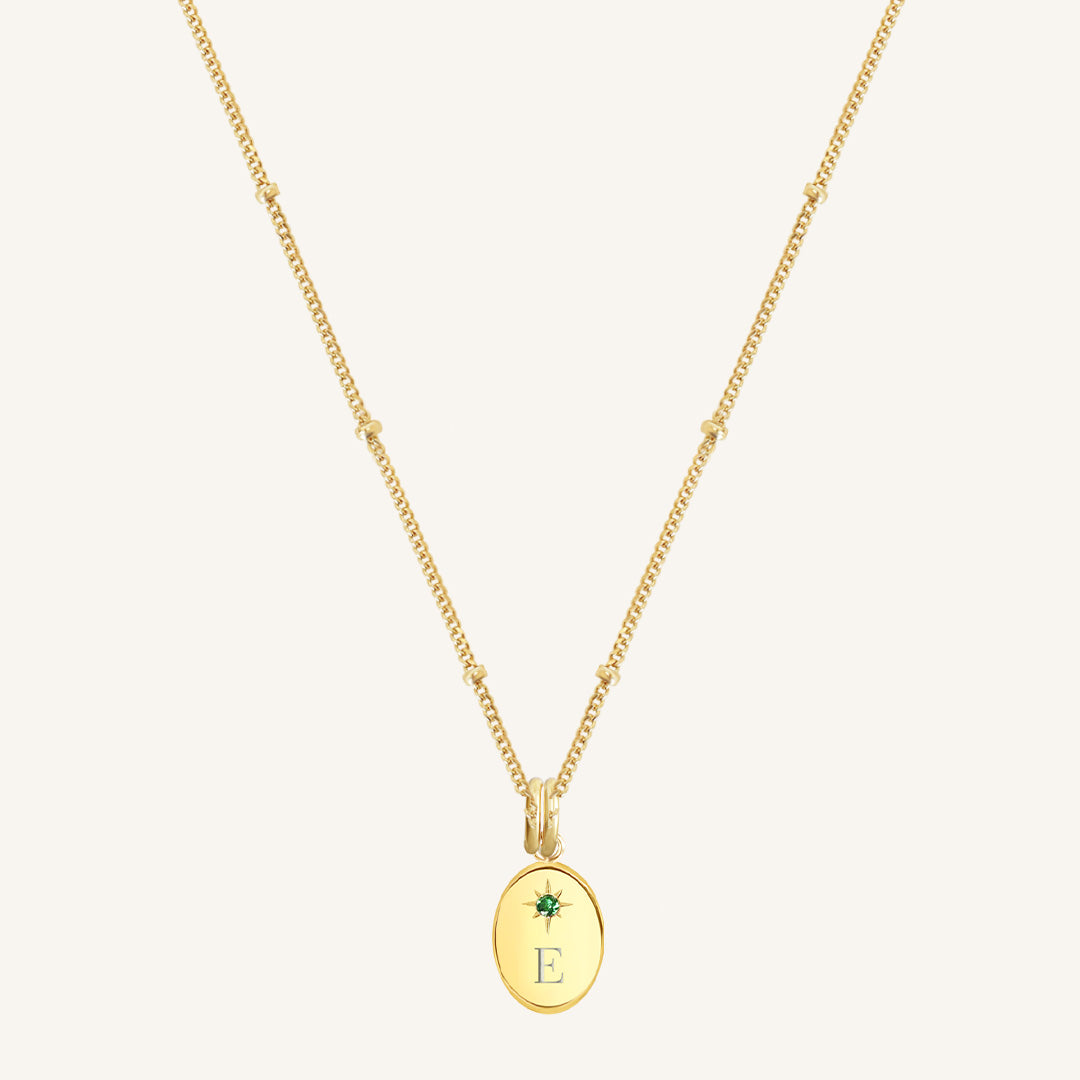 Etch Birthstone Charm Necklace