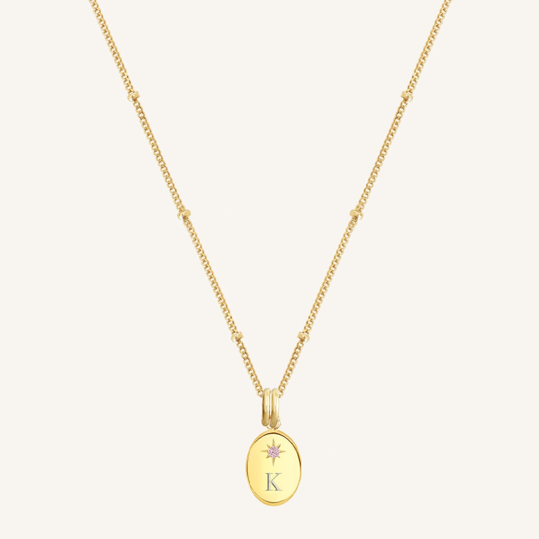 Etch Birthstone Charm Necklace