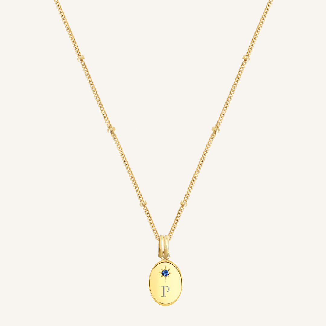 Etch Birthstone Charm Necklace