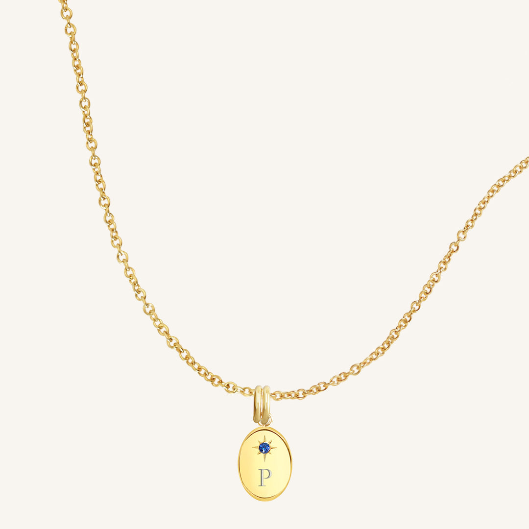 Etch Birthstone Charm Necklace