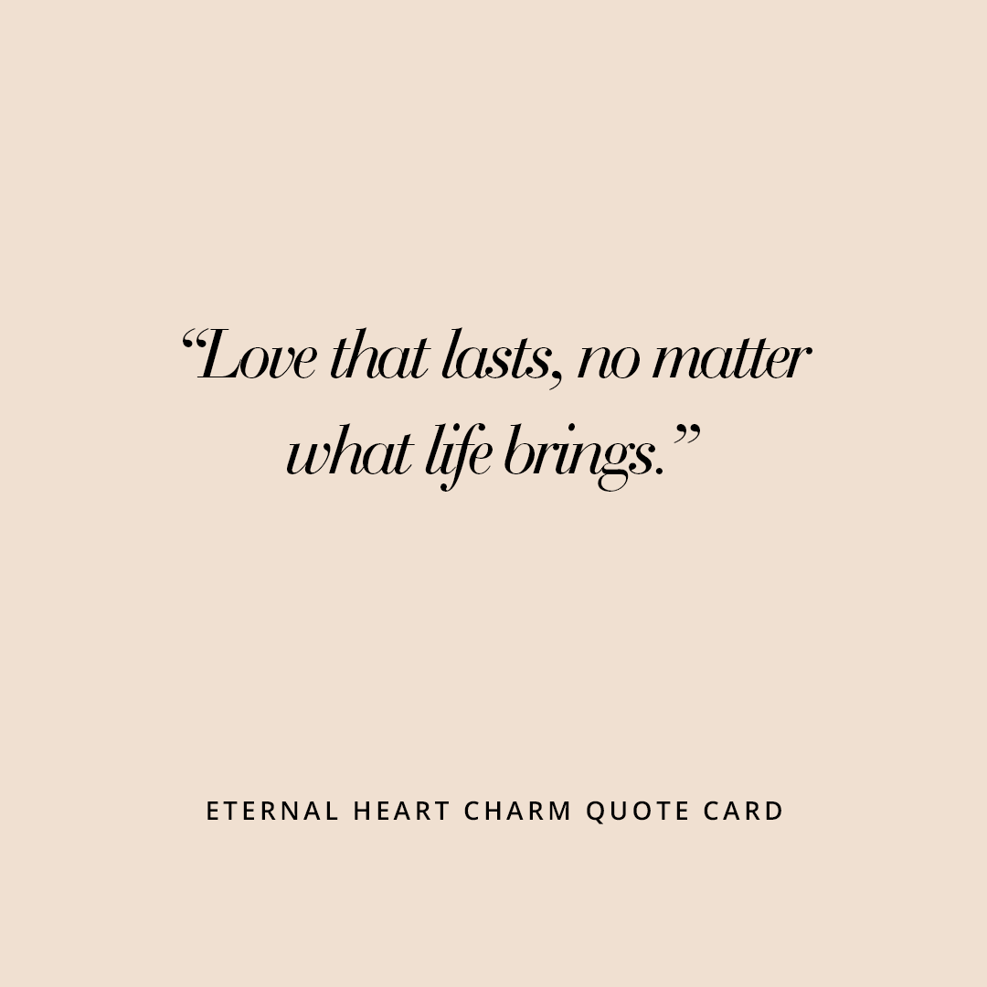 Eternal heart charm quote card
