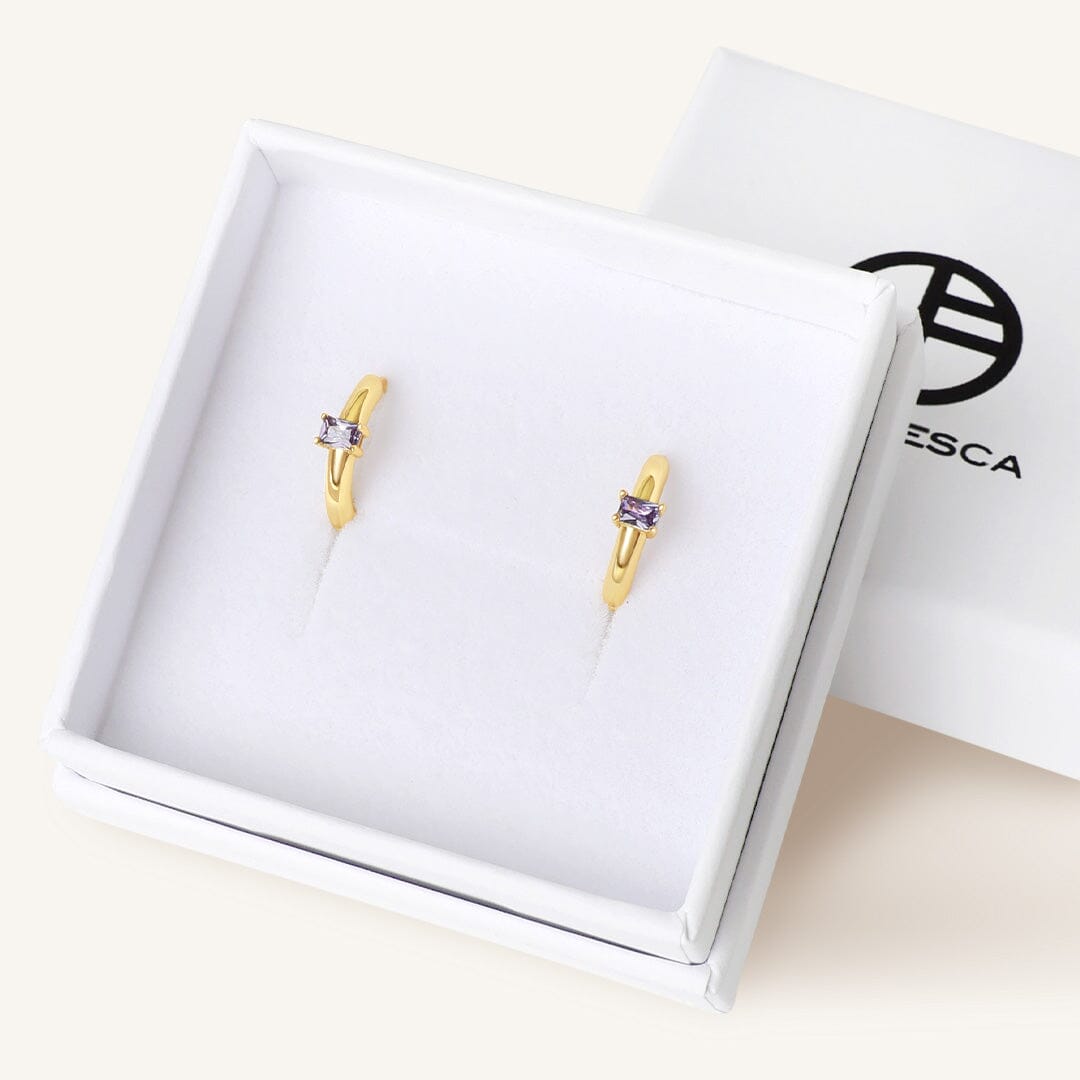 February Birthstone Huggies