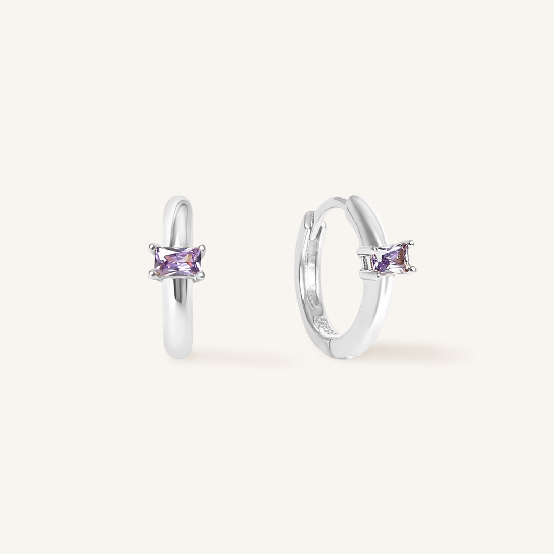 February Birthstone Huggies