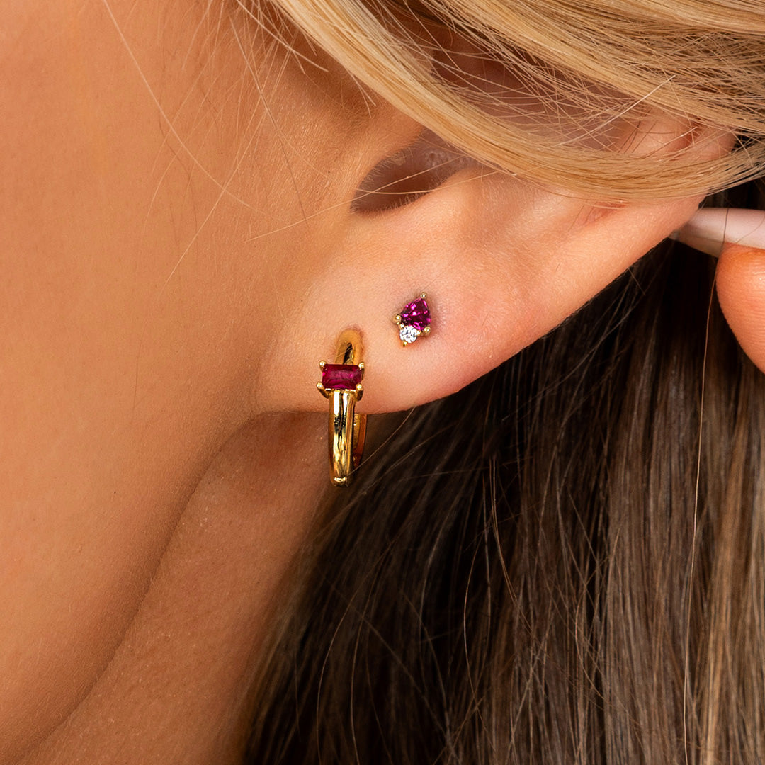 July Birthstone Huggies