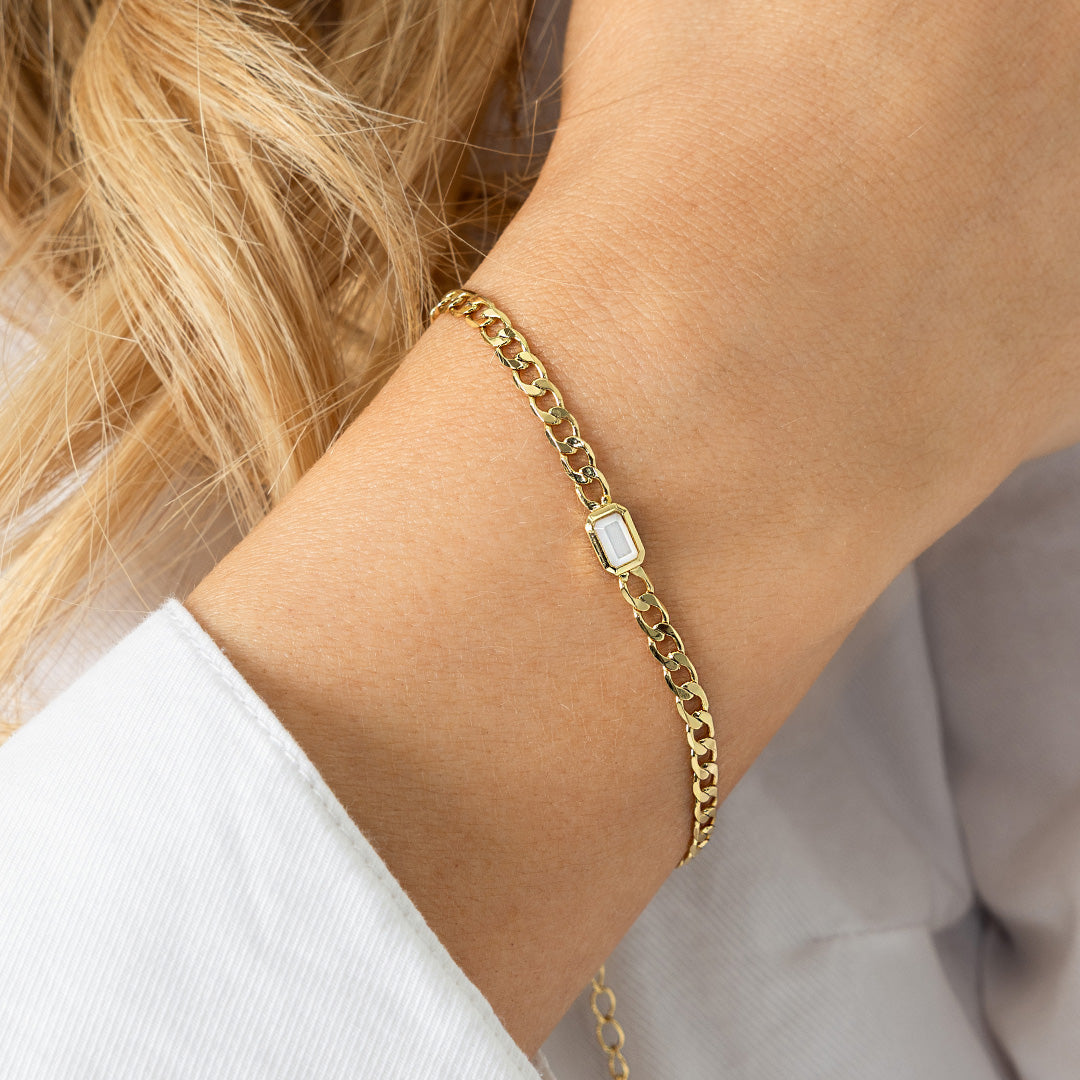 June Birthstone Chain Bracelet