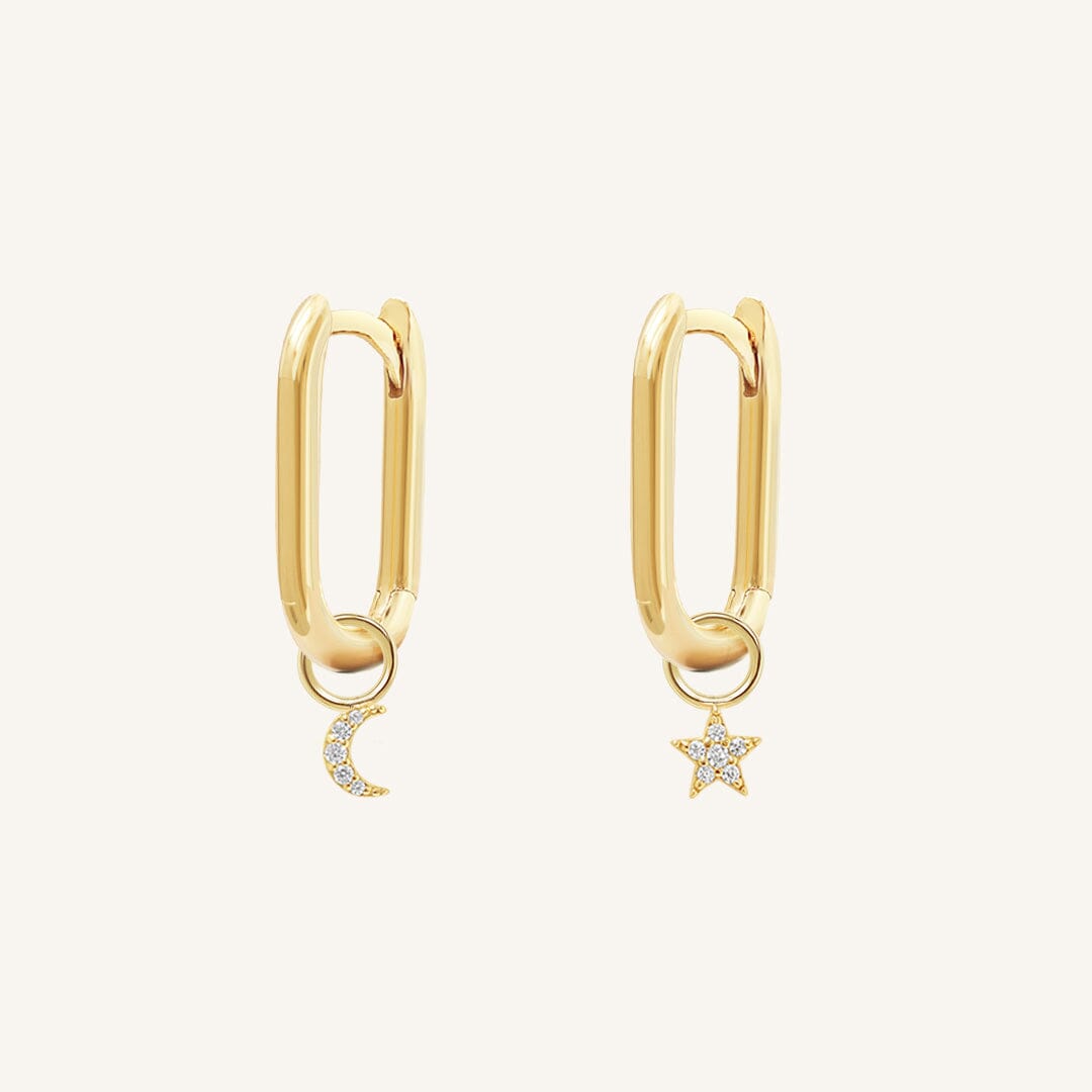 Astro Star Moon Rectangle Hoops