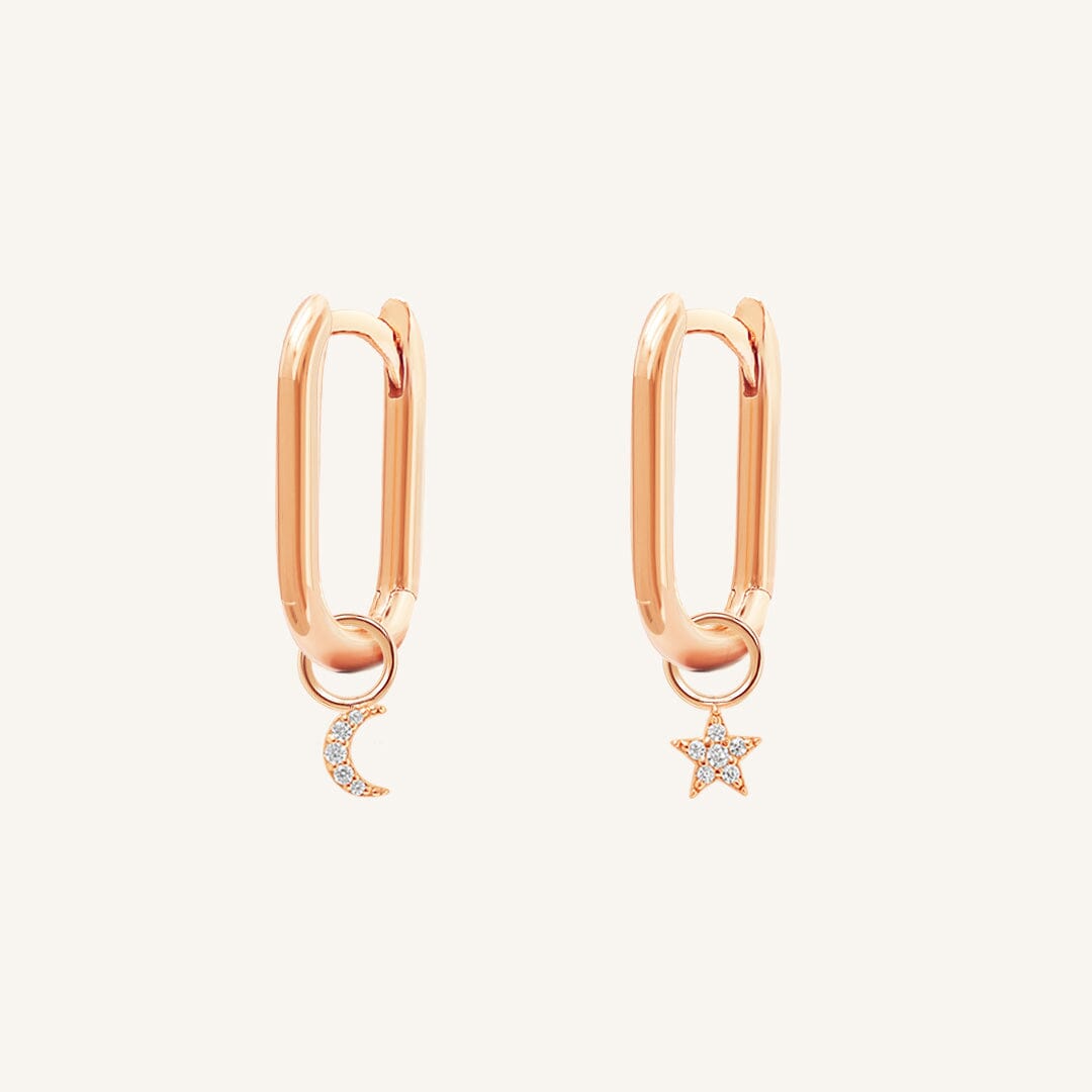 Astro Star Moon Rectangle Hoops