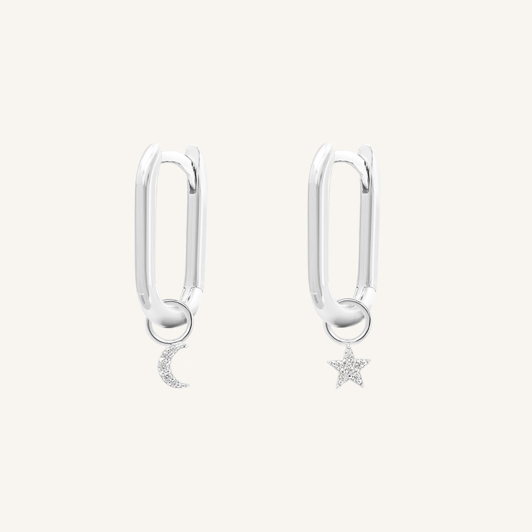 Astro Star Moon Rectangle Hoops