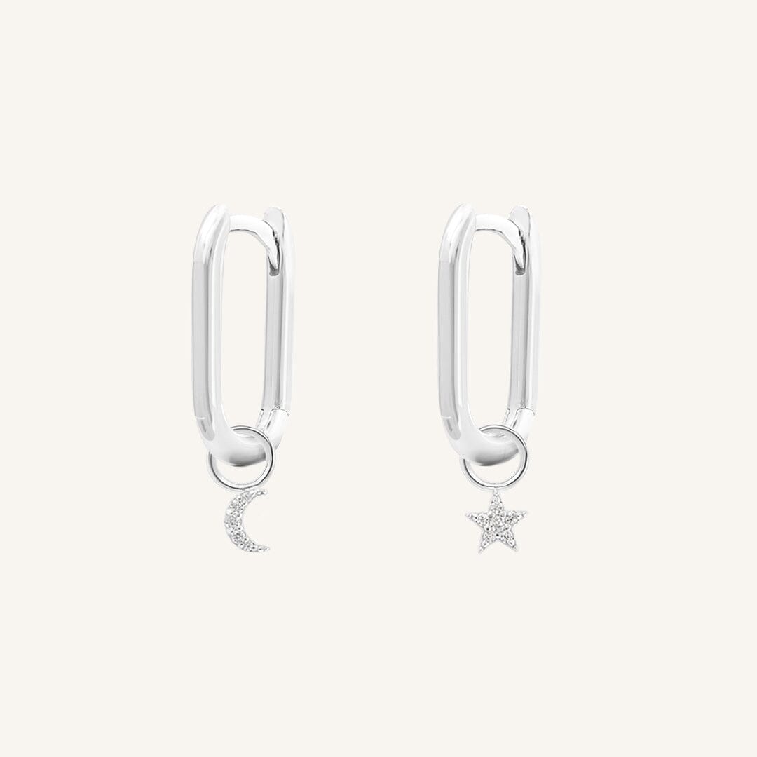 Astro Star Moon Rectangle Hoops