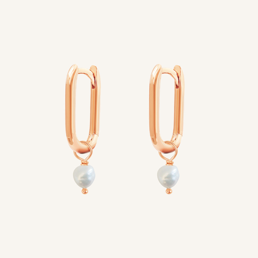 Pearl Rectangle Hoops - Stone of Potential