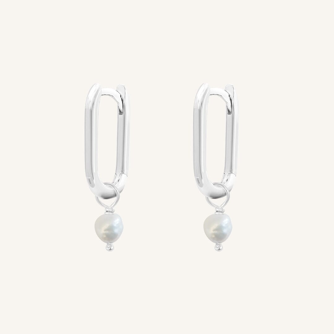 Pearl Rectangle Hoops - Stone of Potential