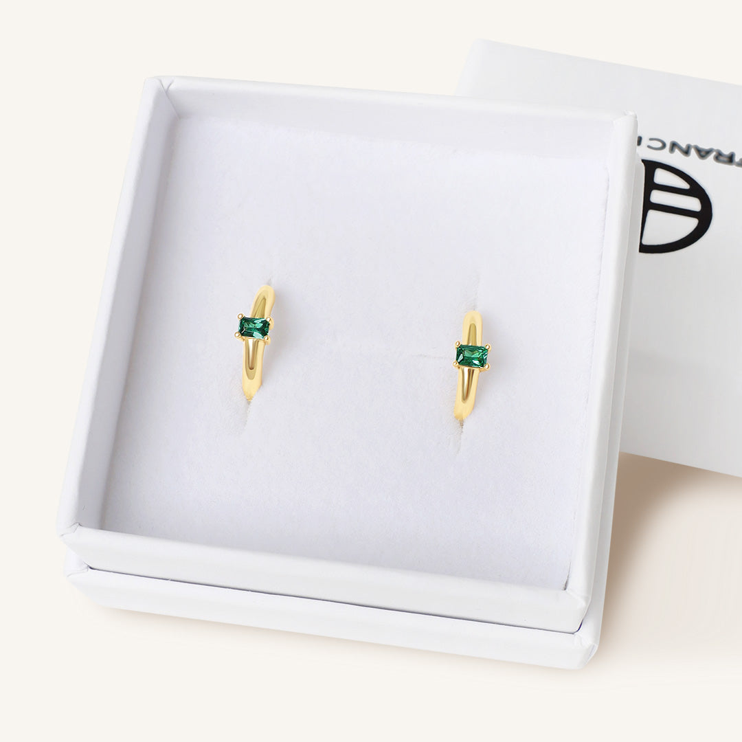 May Birthstone Huggies