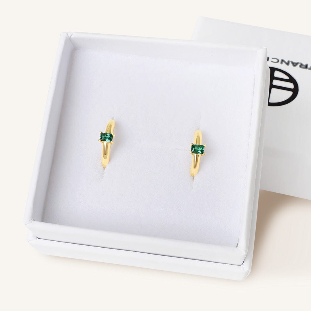 May Birthstone Huggies