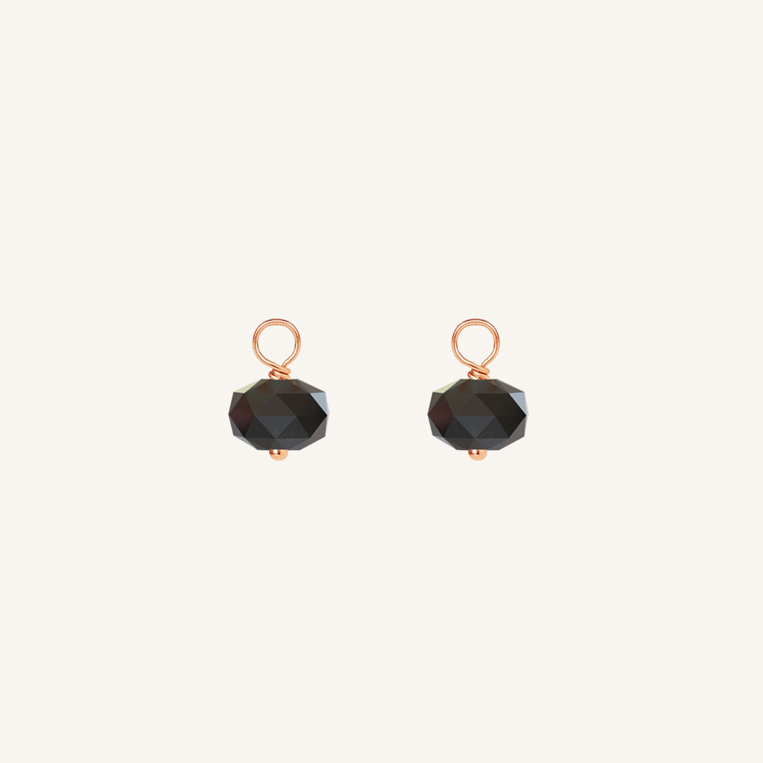Opulent Black Spinel Hoop Charm - Stone of Energy (Set of 2)