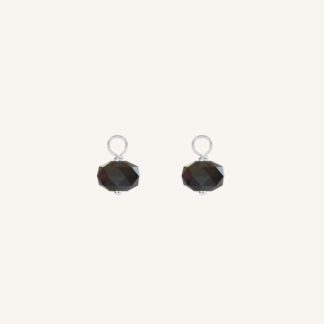 Opulent Black Spinel Hoop Charm - Stone of Energy (Set of 2)