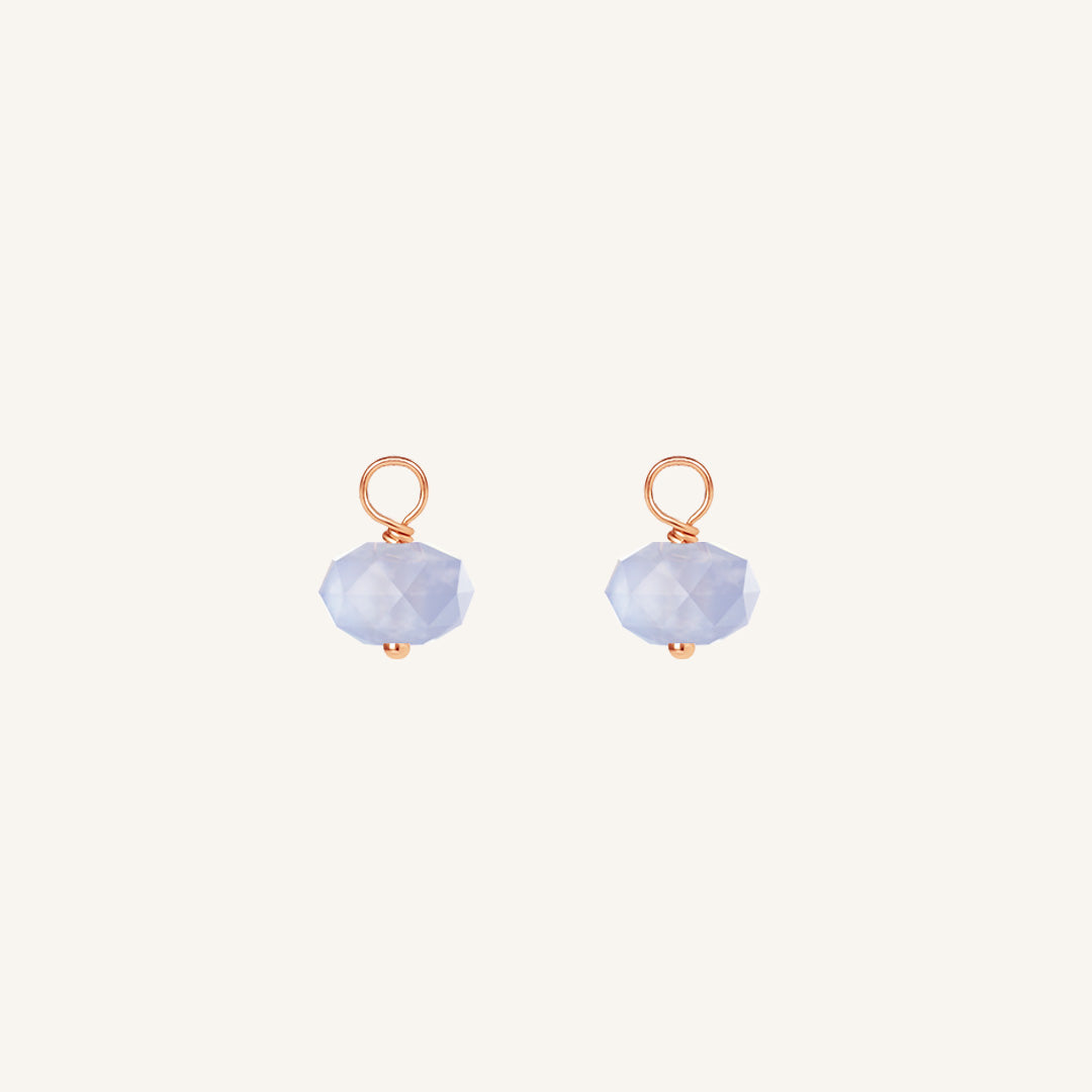 Opulent Blue Lace Agate Hoop Charm - Stone of Loyalty (Set of 2)