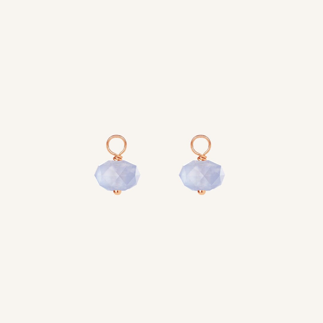 Opulent Blue Lace Agate Hoop Charm - Stone of Loyalty (Set of 2)