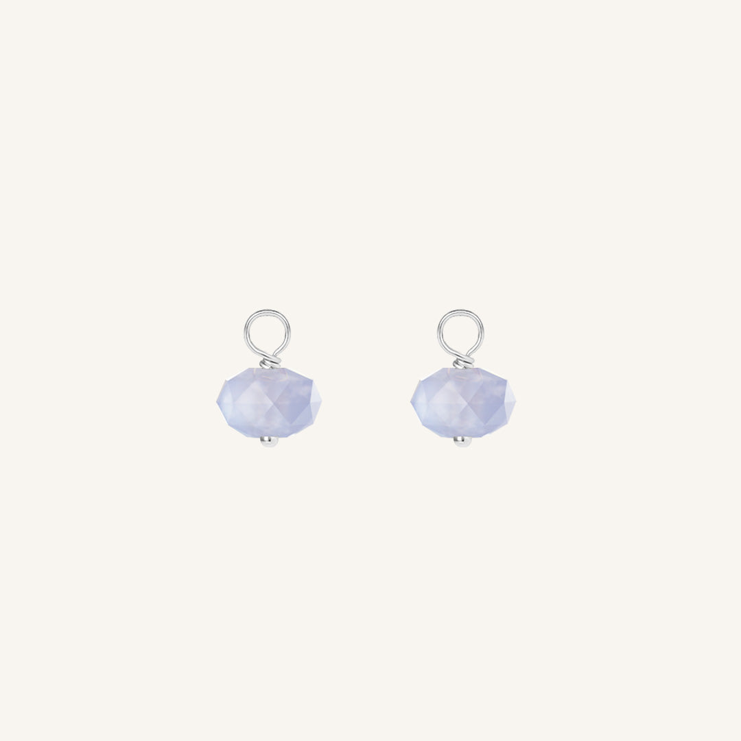 Opulent Blue Lace Agate Hoop Charm - Stone of Loyalty (Set of 2)