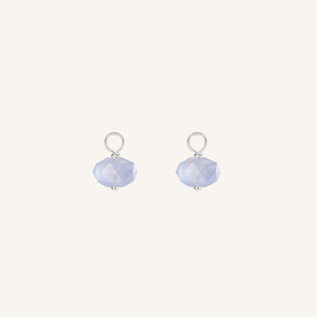 Opulent Blue Lace Agate Hoop Charm - Stone of Loyalty (Set of 2)