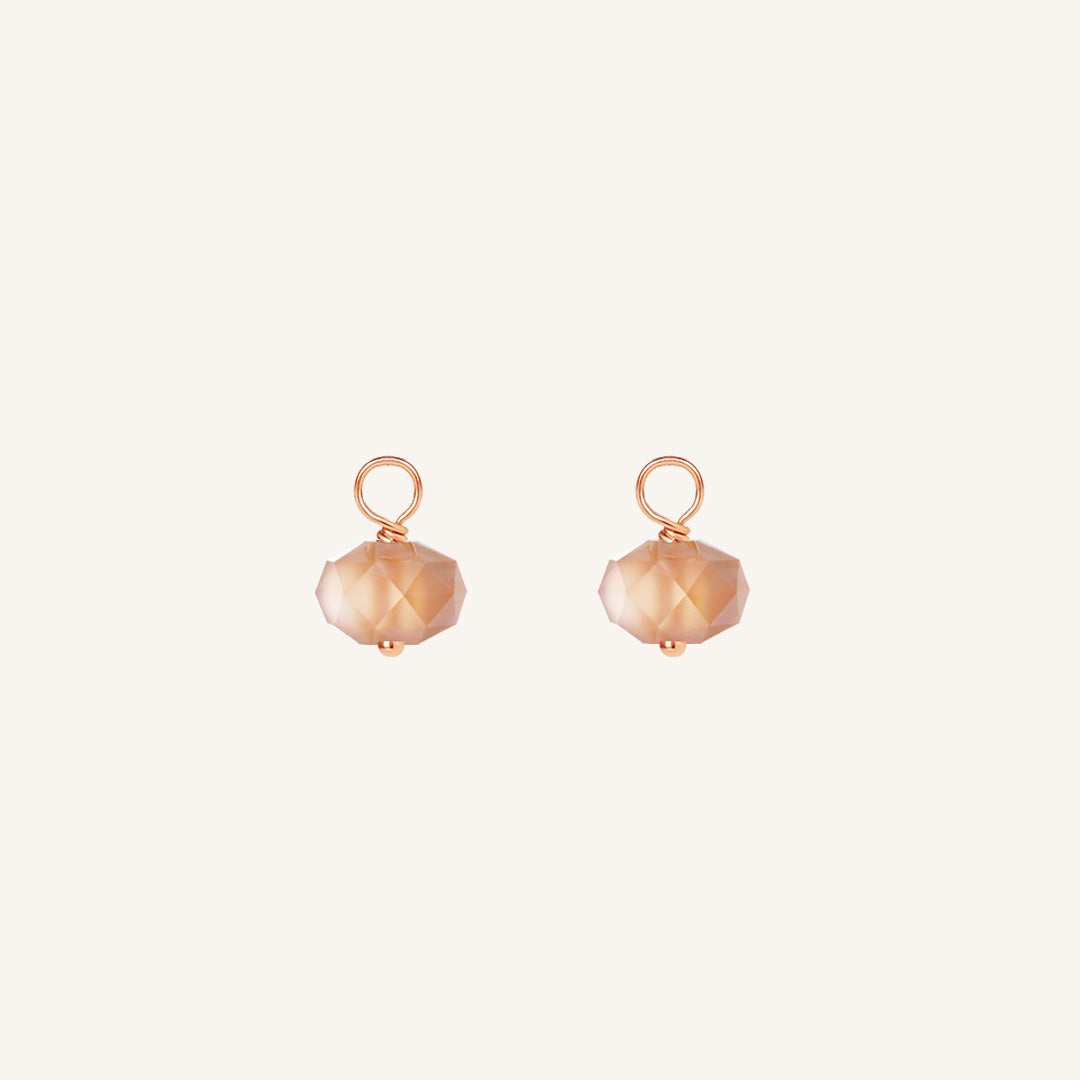 Opulent Orange Moonstone Hoop Charm - Stone of Hope (Set of 2)