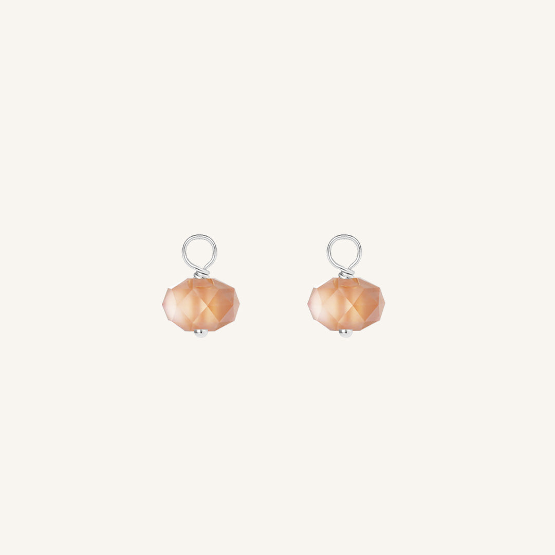 Opulent Orange Moonstone Hoop Charm - Stone of Hope (Set of 2)