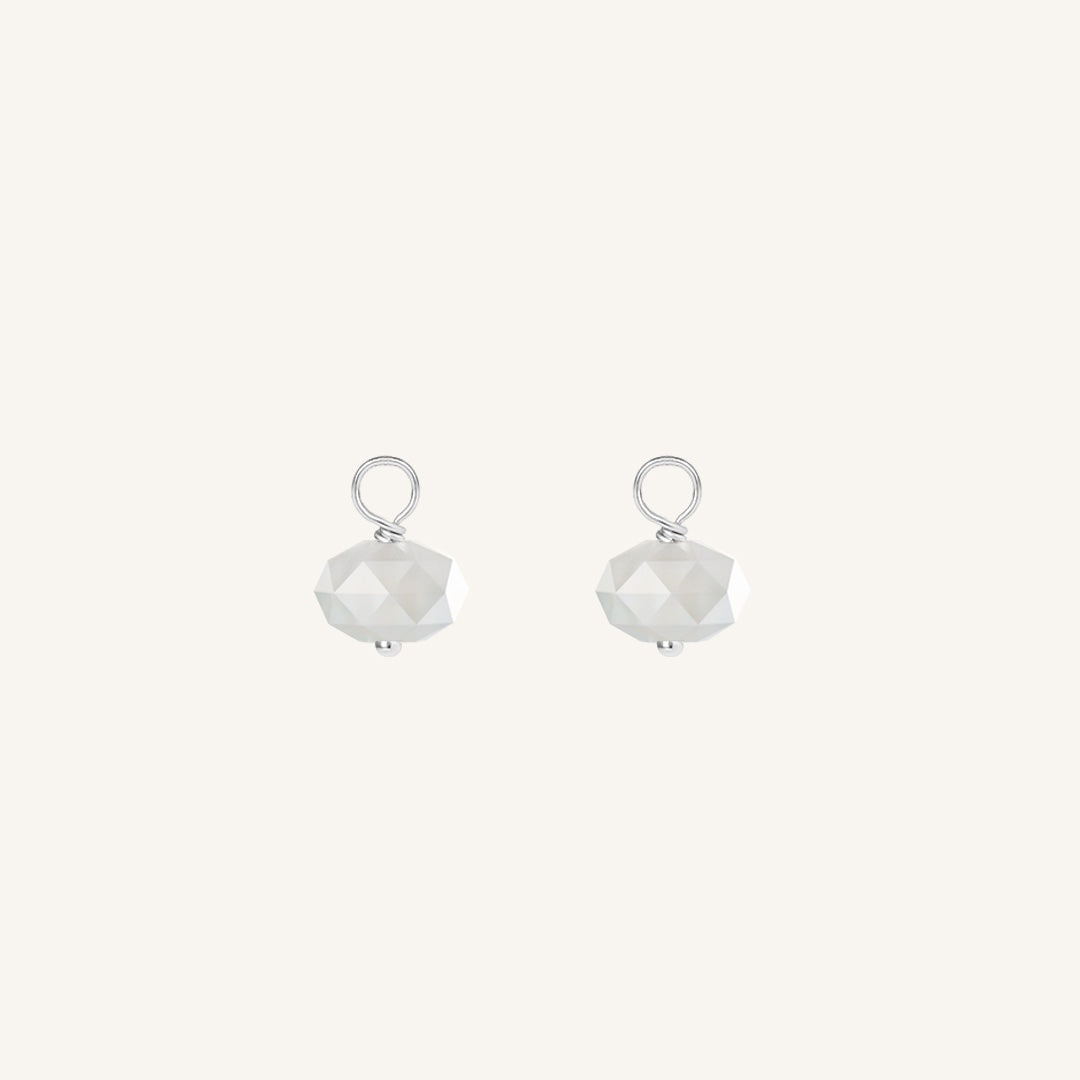 Opulent White Moonstone Hoop Charm - Stone of Hope (Set of 2)