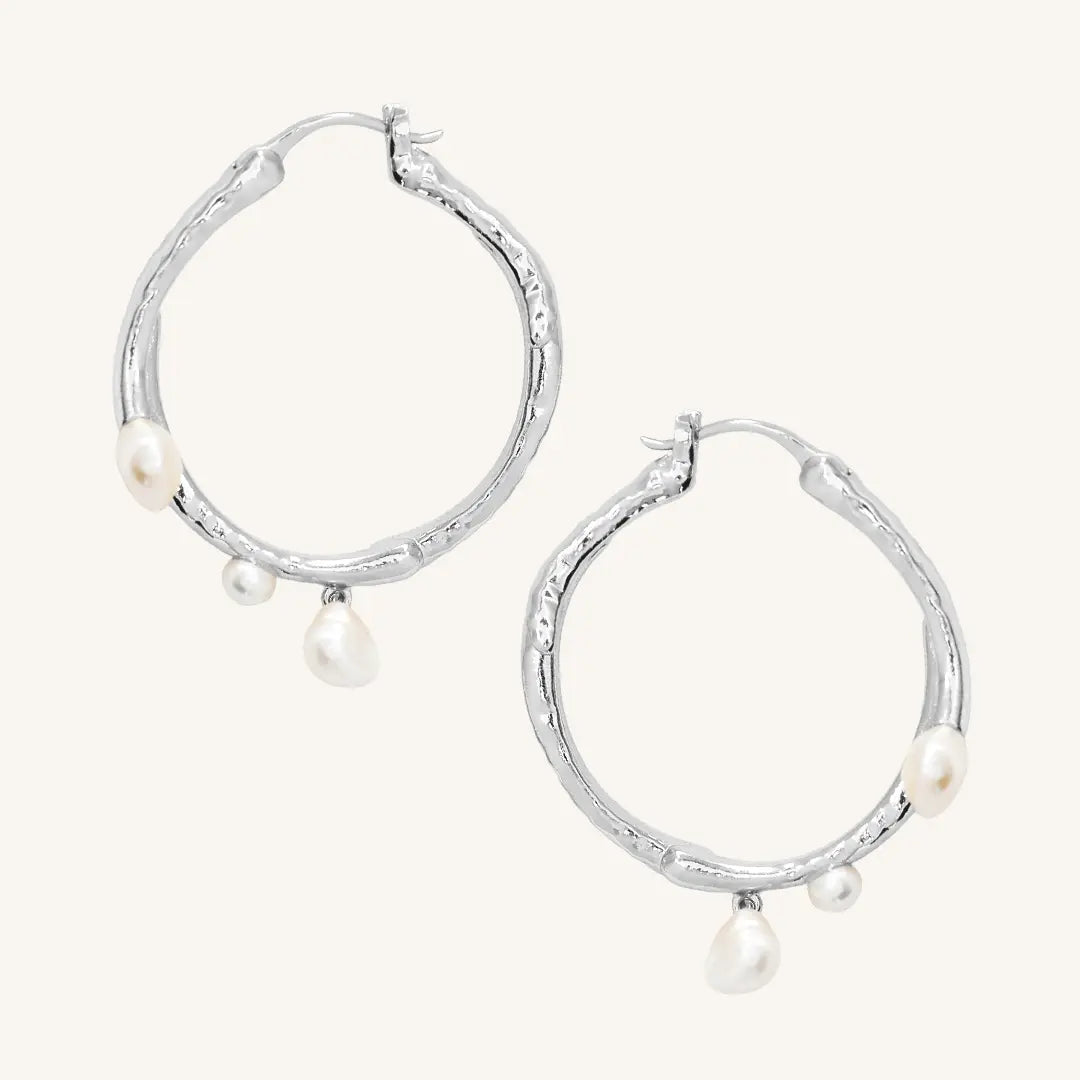 The SILVER Pearl Hoops by Francesca Jewellery from the Earrings Collection.