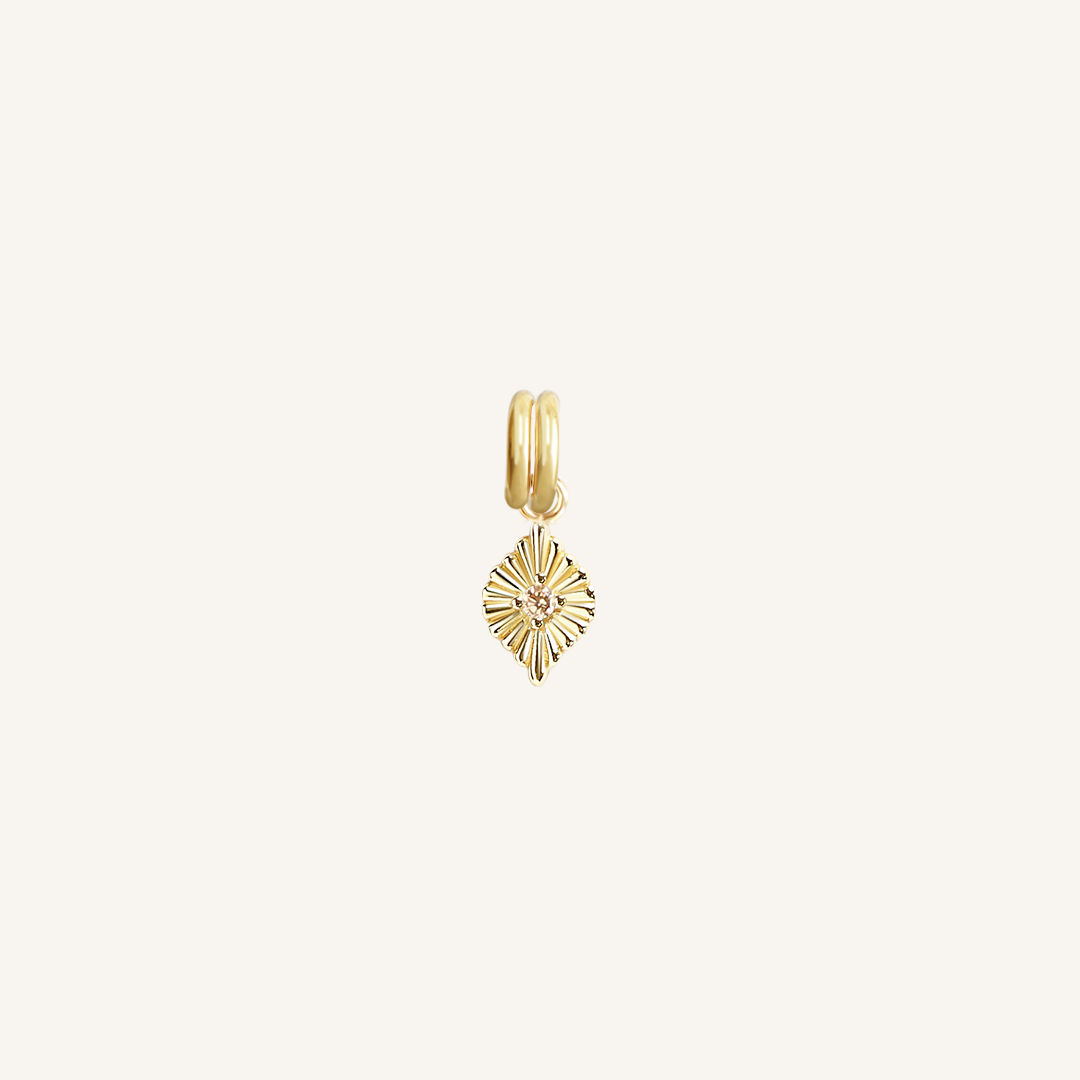 A gold-coloured petite birthstone charm with a citrine cubic zirconia, symbolising October.