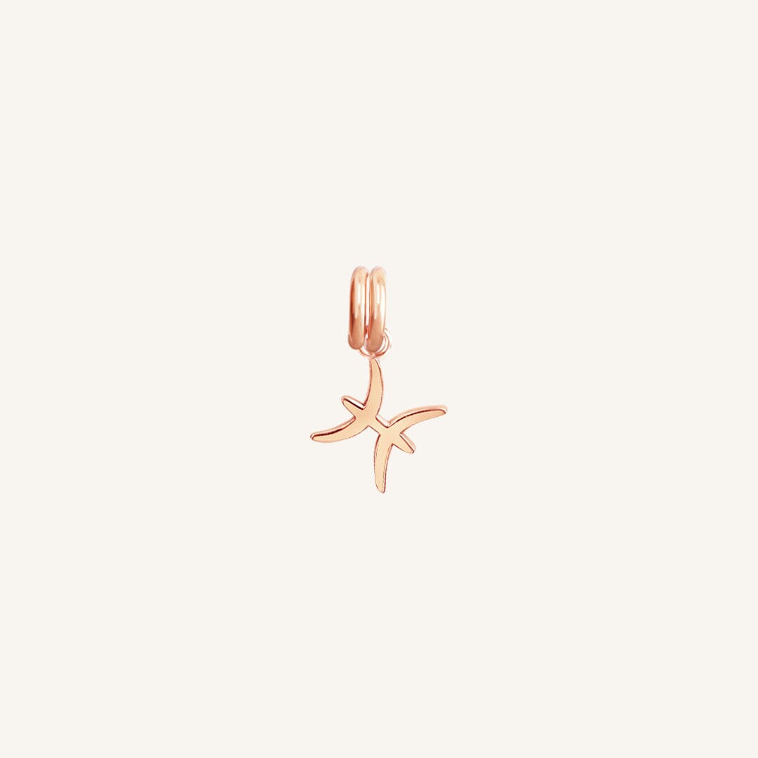 A rose gold-coloured Petite Zodiac Charm representing the Pisces sign.
