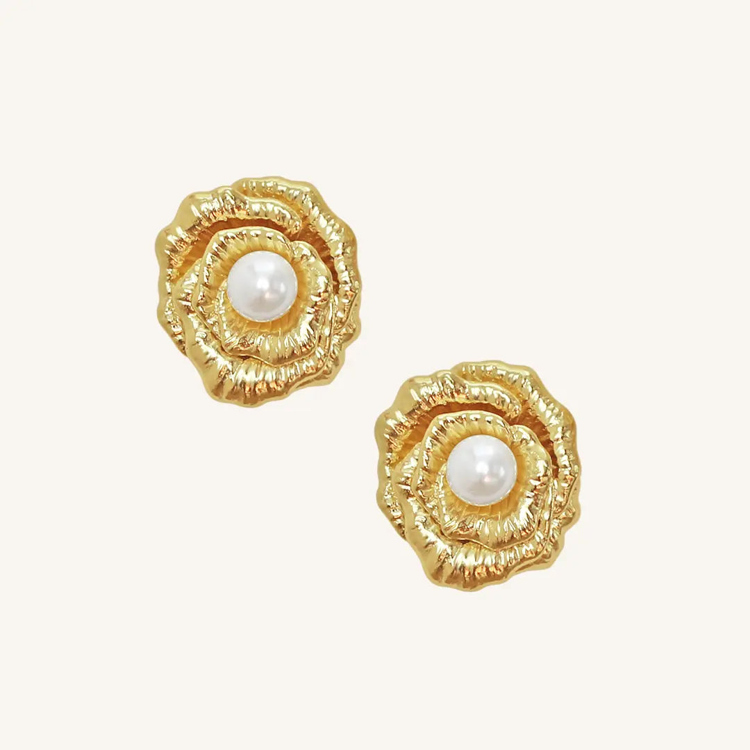 The GOLD PRE-ORDER : Rose Studs by Francesca Jewellery from the Earrings Collection.