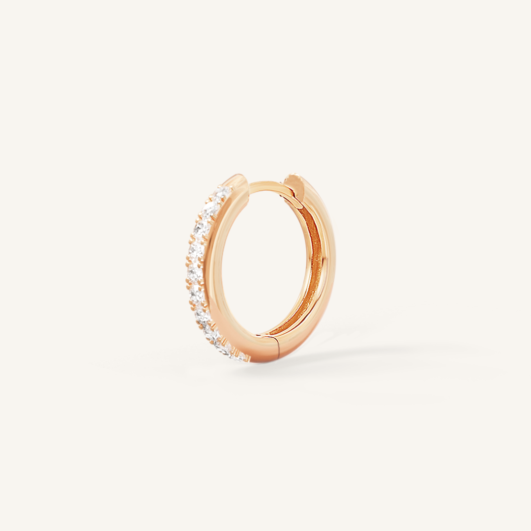 Small rose hoop, with cubic zirconias wrapped around