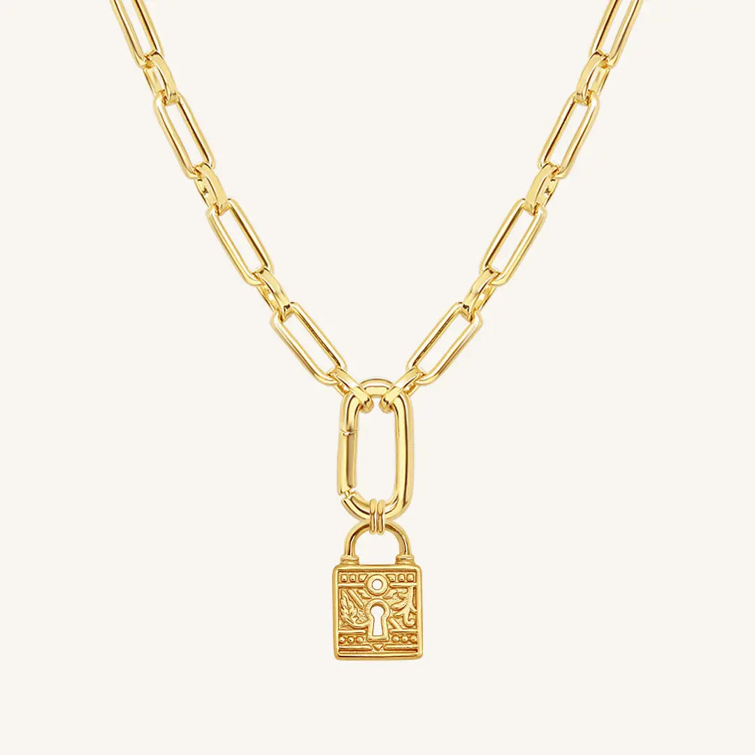 The GOLD-Link Sanctuary Keylock Necklace by Francesca Jewellery from the Necklaces Collection.