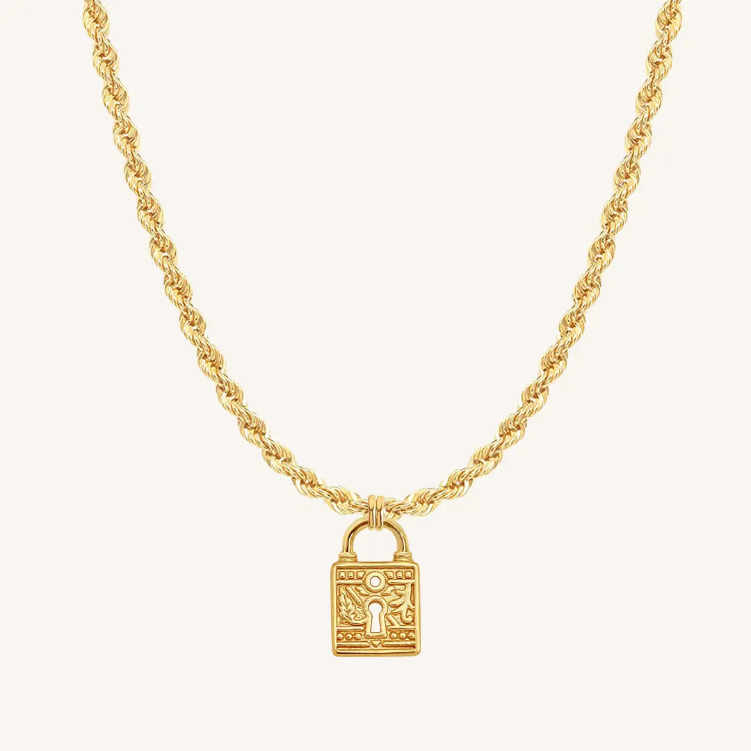 The GOLD-Rope Sanctuary Keylock Necklace by Francesca Jewellery from the Necklaces Collection.
