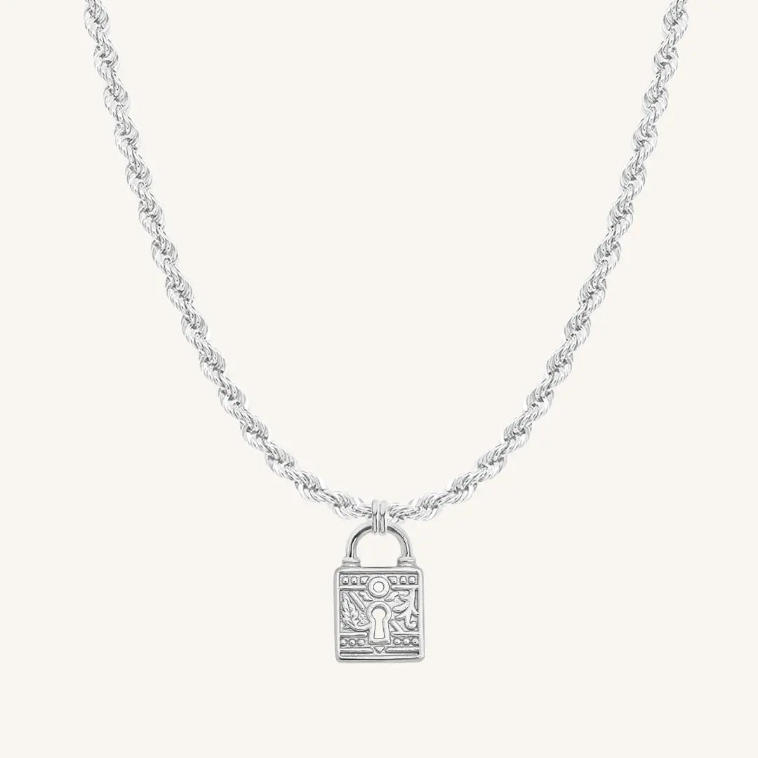 The SILVER-Rope Sanctuary Keylock Necklace by Francesca Jewellery from the Necklaces Collection.