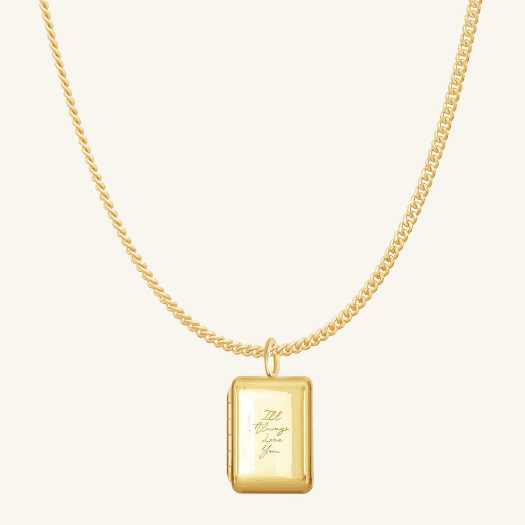 Etch Engraved Story Photo Locket Necklace