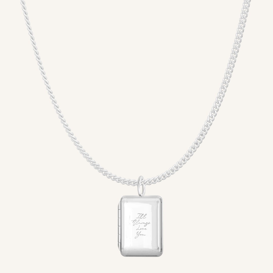 Etch Engraved Story Photo Locket Necklace