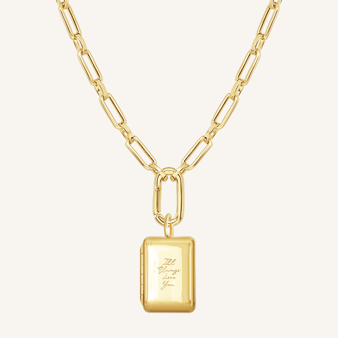 Etch Engraved Story Photo Locket Necklace