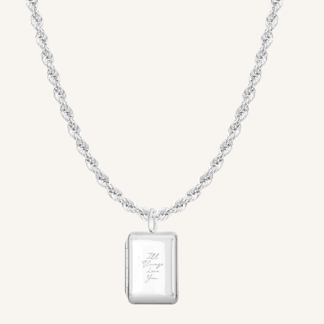 Etch Engraved Story Photo Locket Necklace