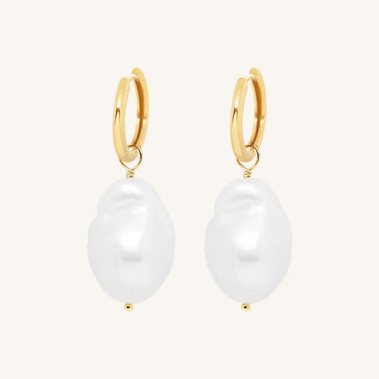 The  GOLD  Vienna Pearl Hoops by  Francesca Jewellery from the Earrings Collection.