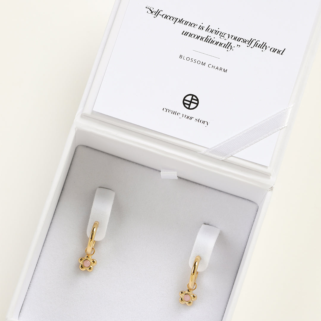 Blossom Flower Charm Hoops