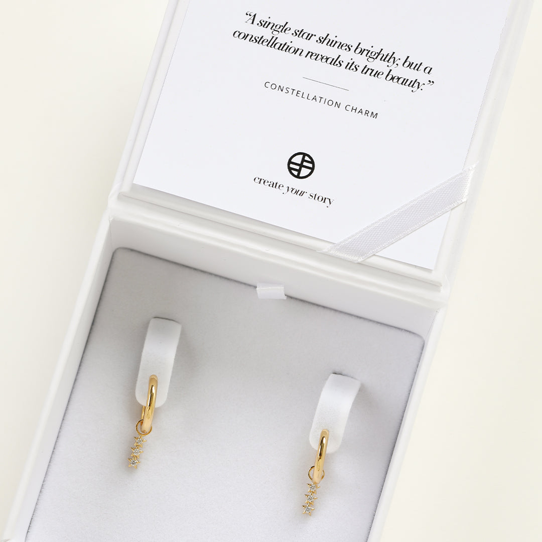 Constellation Star Charm Hoops