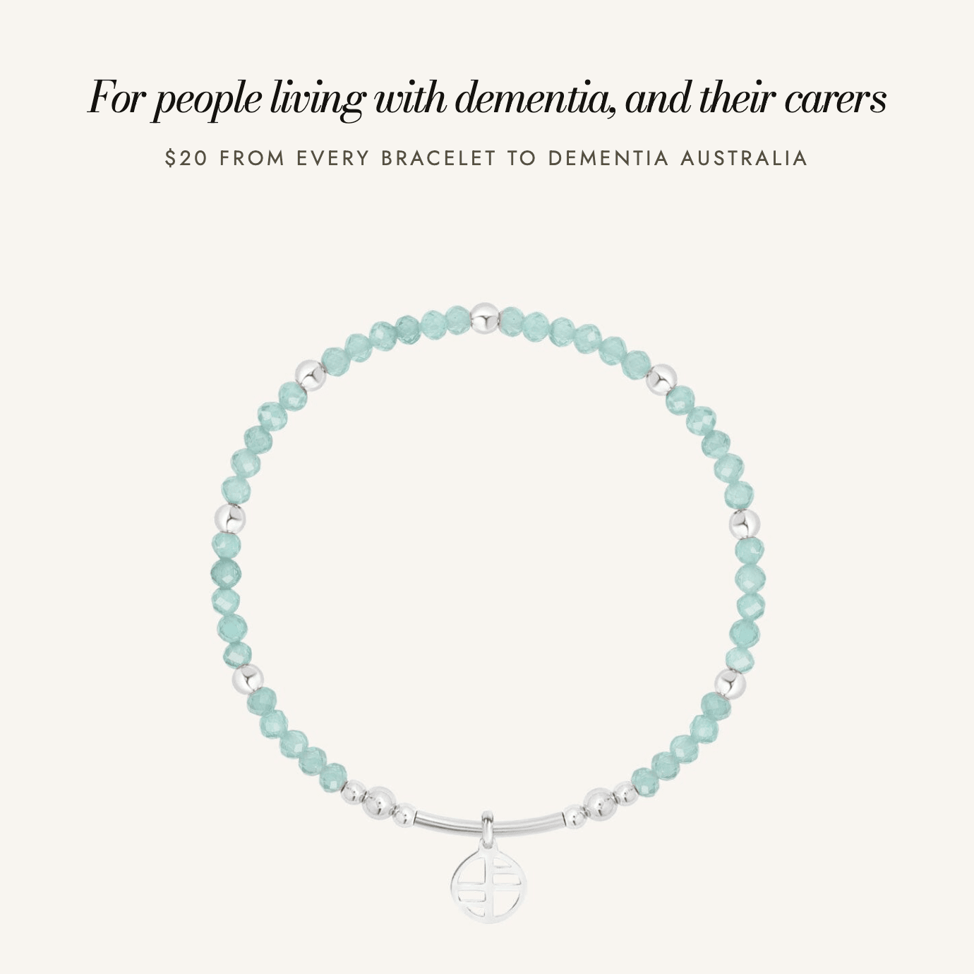 Dementia Australia Awareness Bracelet: for people living with dementia, and their carers, $20 from every bracelet to Dementia Australia