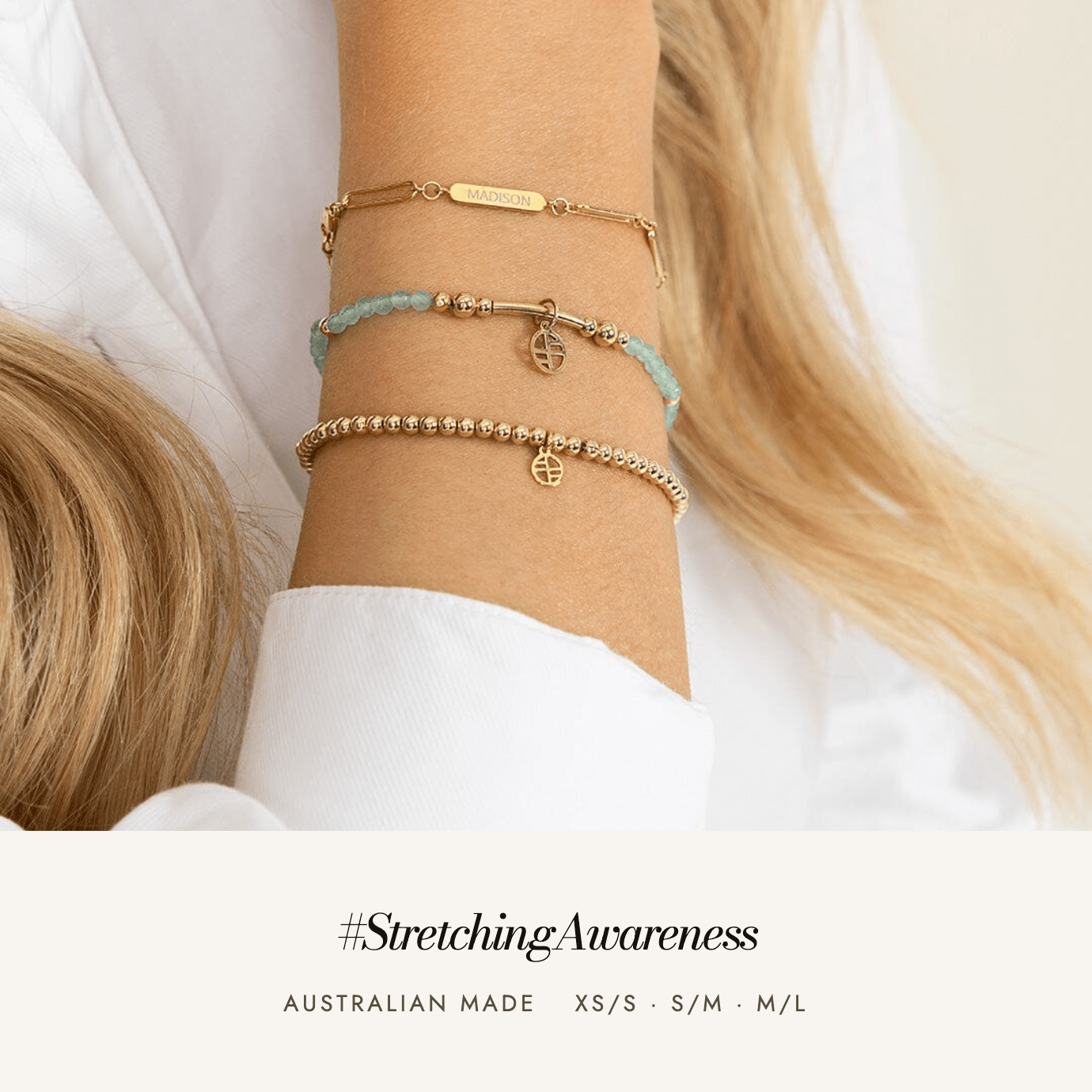 Dementia Australia Awareness Bracelet worn: #StretchingAwareness, Australian made, sizes XS/S to M/L