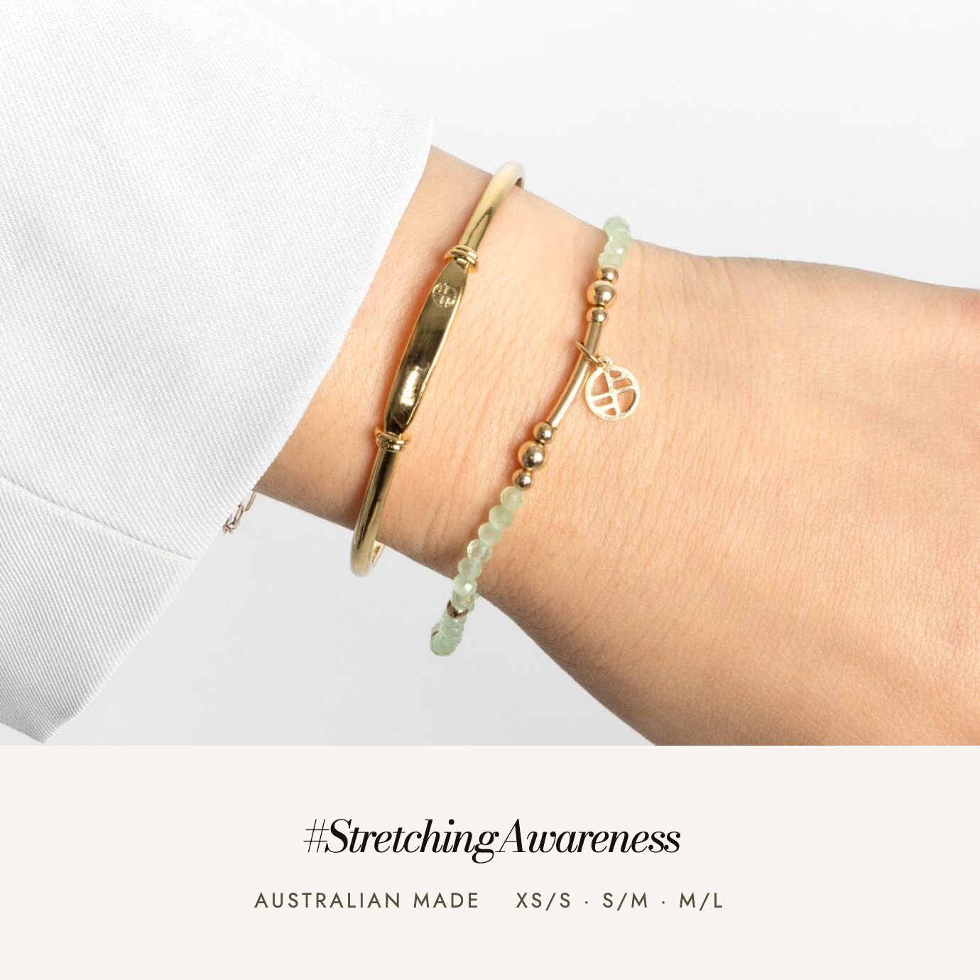 OCRF Awareness Bracelet worn: #StretchingAwareness, Australian made, sizes XS/S to M/L