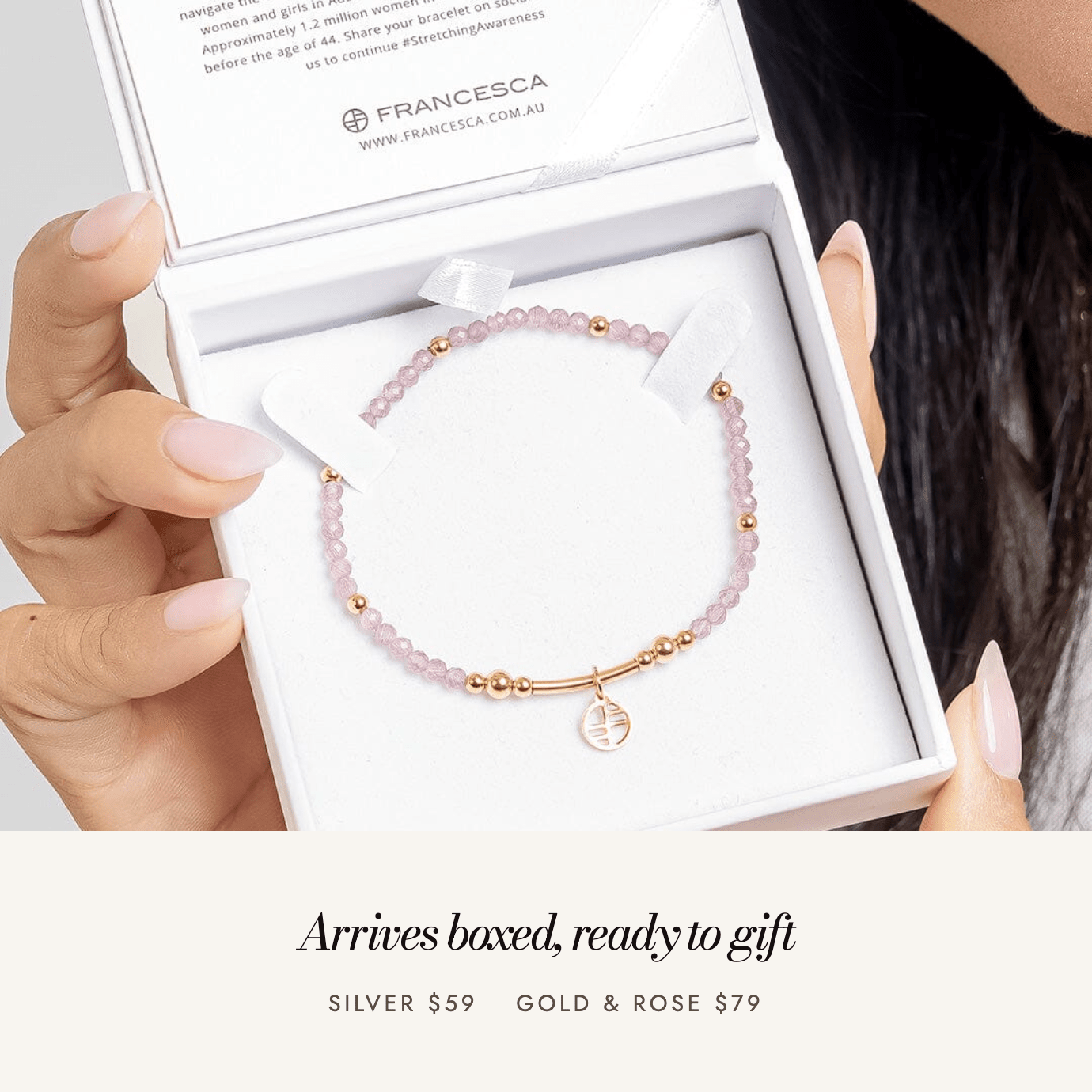 Motherless Daughters Awareness Bracelet: arrives boxed, ready to gift