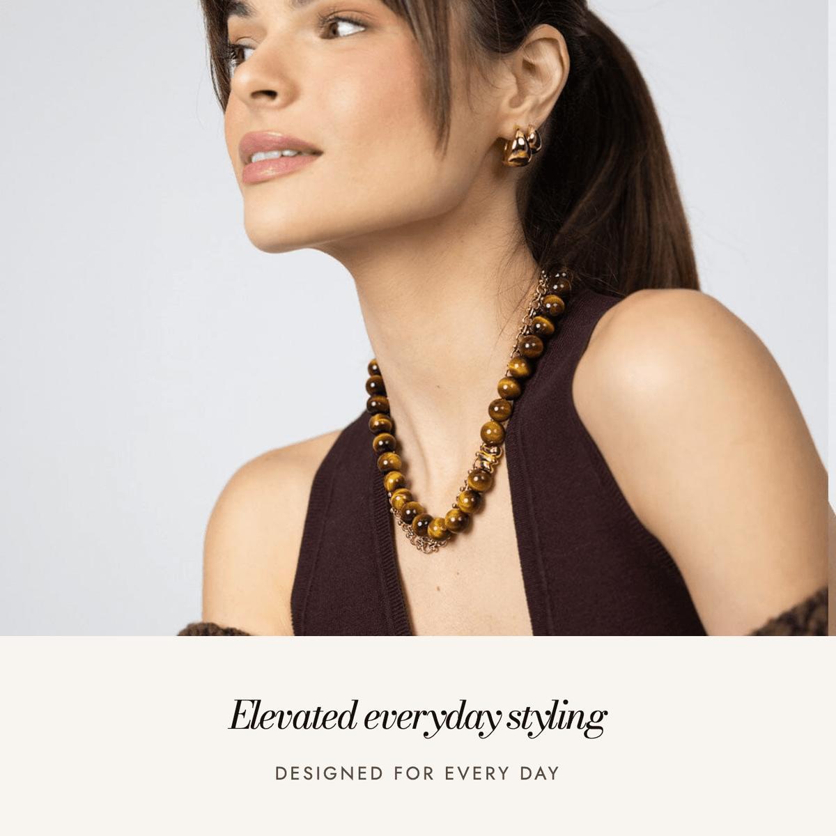 Terra Necklace Ember worn: elevated everyday styling, designed for every day