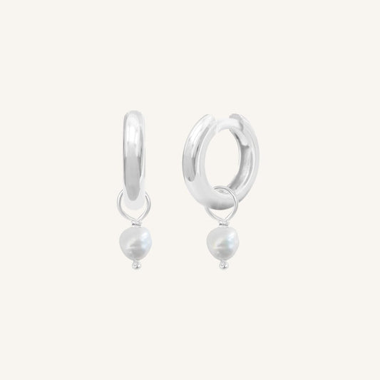 Pearl Plain Hoops - Stone of Potential
