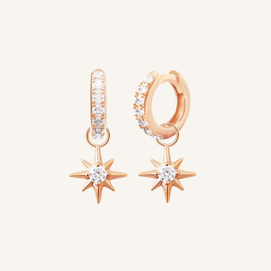 Contentment Star Crystal Hoops