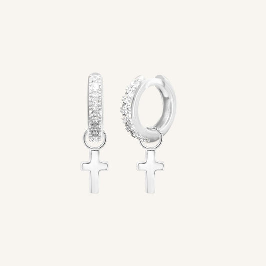 Cross Crystal Hoops